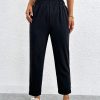 Solid Elastic Waist Cropped Pants