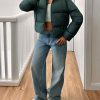 Solid Color Hooded Zip-Up Long Sleeve Jacket, Winter
