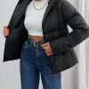 Women's Slant Pocket Drawstring Hooded Padded Coat