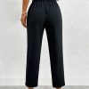 Solid Elastic Waist Cropped Pants
