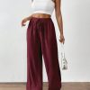 Women's Solid Color Front Tie Pocket Casual Long Pants, Daily Wear