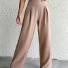 Women's Linen Beige Wide Leg Pants