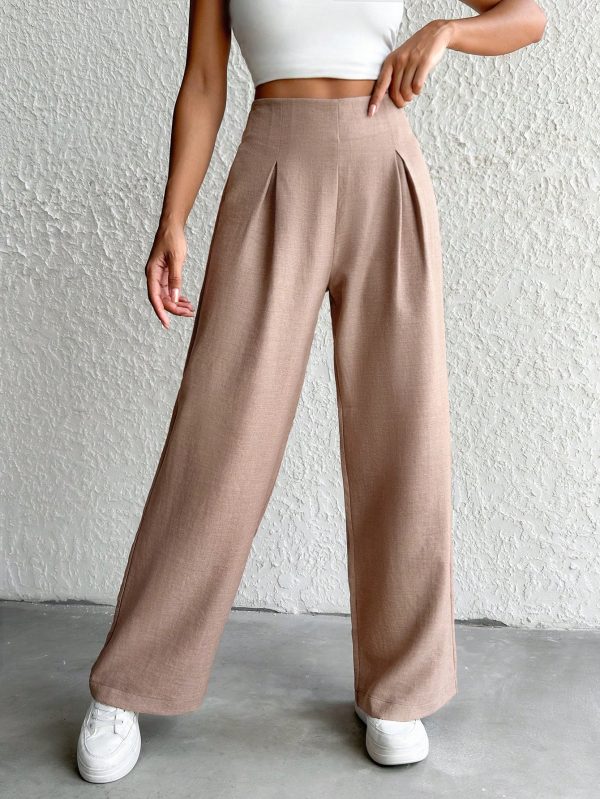 Women's Linen Beige Wide Leg Pants