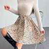 Ditsy Floral Print Mock Neck Belted Bottom&Top Two Tone A Line Floral Print Dress