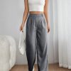 Striped Print Plicated Detail Pants