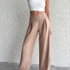 Women's Linen Beige Wide Leg Pants