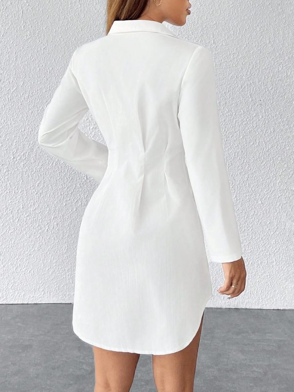 Solid Button Front Shirt Dress
