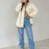 Dropped Shoulder Flap Detail Teddy Fur Coat