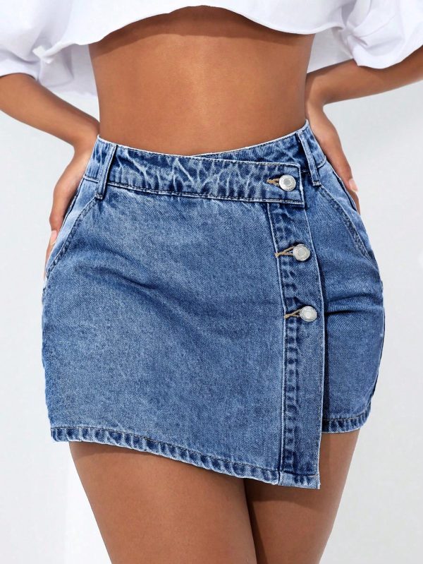 Women's Washed Faded Denim Shorts