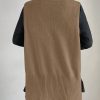 Women V-Neck Sleeveless Side Split Solid Color Fashion Loose Casual Knit Pullover Tank Top Vest