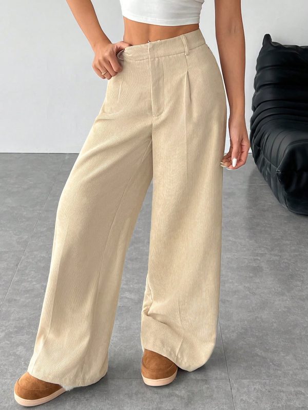 Women's Corduroy Long Wide-Leg Pants Suitable For Autumn And Winter