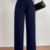 Women's Solid Color Pleated Straight-Leg Casual/Office Wear Pants
