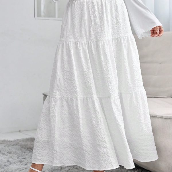 Solid Ruffle Hem Schiffy Skirt
