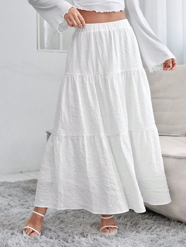 Solid Ruffle Hem Schiffy Skirt