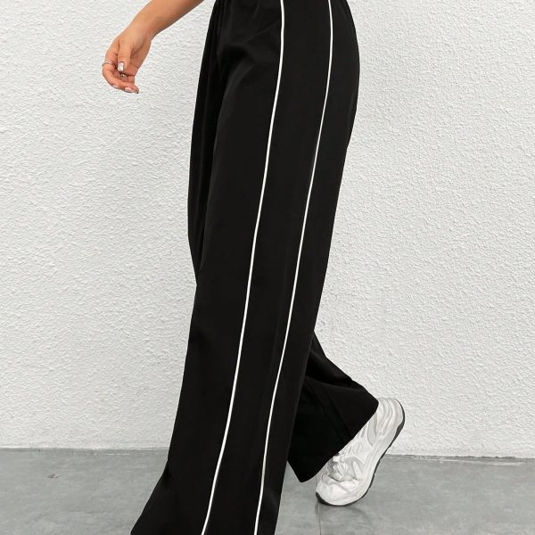 Side Contrast Color Straight Leg Pants