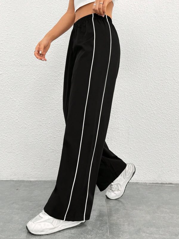Side Contrast Color Straight Leg Pants