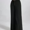 Solid High Rise Flared Straight Leg Pants