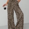 Leopard Print Women's Wide Leg Trousers
