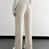 Casual Solid Color Cable Knit Sweater Pants, Autumn/Winter