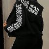 Casual Letter Print Zip-Up Hooded Sweatshirt, Autumn/Winter