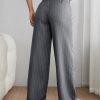Striped Print Plicated Detail Pants