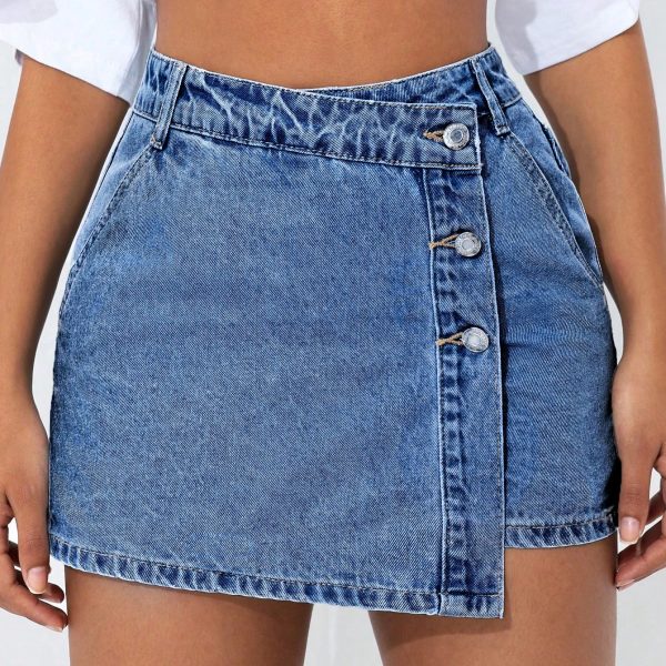Women's Washed Faded Denim Shorts