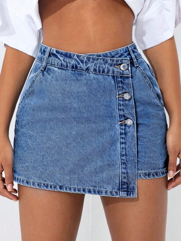 Women's Washed Faded Denim Shorts