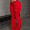 Women's Cargo Pocket Pleated Skinny Casual Fashion Jeans