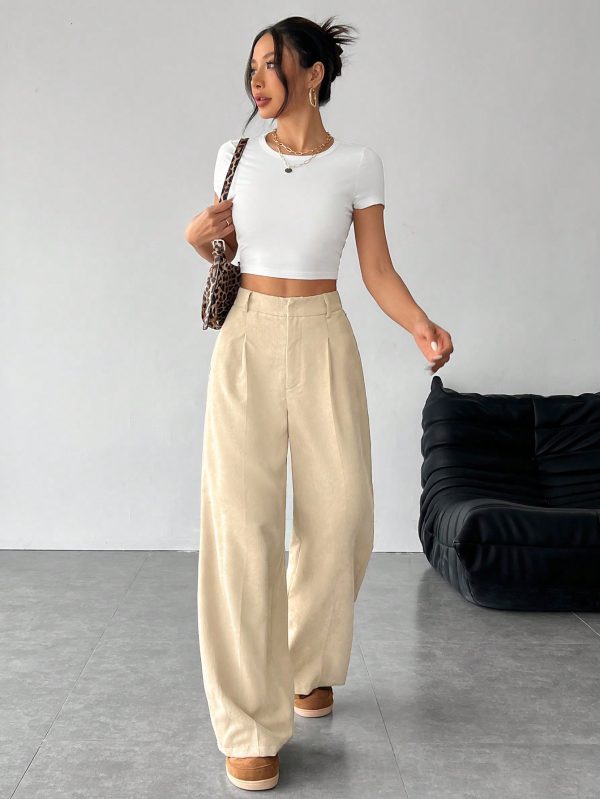 Women's Corduroy Long Wide-Leg Pants Suitable For Autumn And Winter