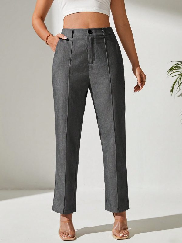 High Waist Slant Pocket Suit Pants