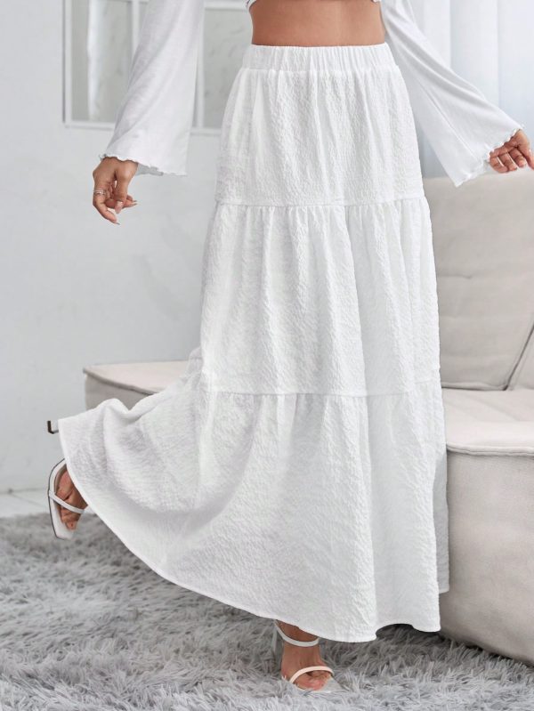 Solid Ruffle Hem Schiffy Skirt