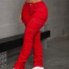 Women's Cargo Pocket Pleated Skinny Casual Fashion Jeans