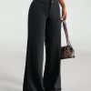 Solid High Rise Flared Straight Leg Pants