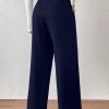 Women's Solid Color Pleated Straight-Leg Casual/Office Wear Pants