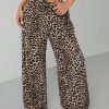 Leopard Print Women's Wide Leg Trousers