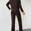 Cotton Women Solid Color Ribbed Tee & Pants