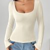 Solid Color Scoop Neck Spring Women's Fleece T-Shirt