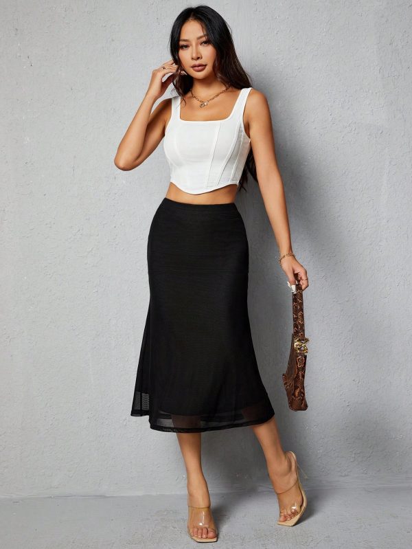 Women's Solid Color Mermaid Hem Skirt