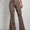 Leopard Print Knit Women's Flared Trousers