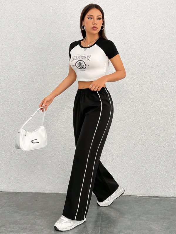 Side Contrast Color Straight Leg Pants