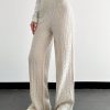 Casual Solid Color Cable Knit Sweater Pants, Autumn/Winter
