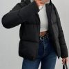 Women's Slant Pocket Drawstring Hooded Padded Coat