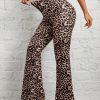 Leopard Print Knit Women's Flared Trousers