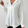 Women's Solid Color Satin Basic Shirt With Asymmetric Hem