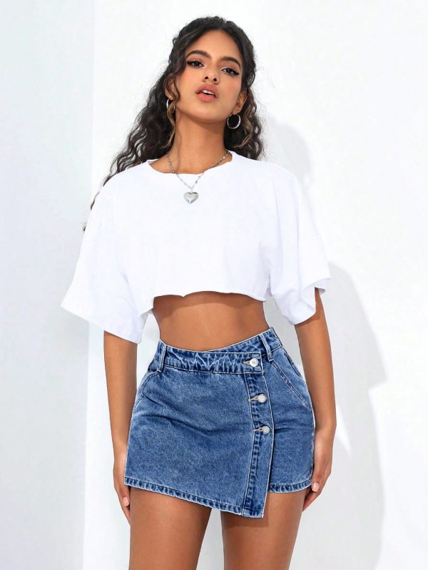 Women's Washed Faded Denim Shorts