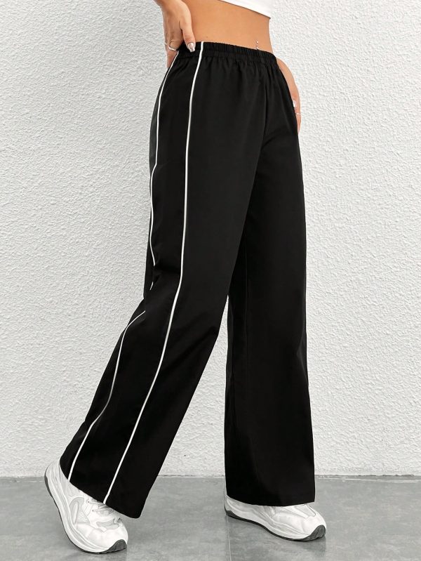 Side Contrast Color Straight Leg Pants