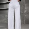 Women's Solid Color Front Button Pocket Simple Casual Denim Pants