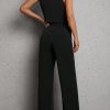 Button Front Vest Blazer & Wide Leg Pants