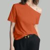 Women's Summer Solid Color Asymmetric Collar Short Sleeve Casual T-Shirt