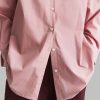 Pink Loose Elegant & Comfortable Work Blouse, Long Sleeve Women Cotton Tops